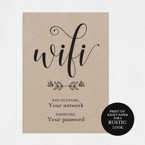 Wifi Password Printable, Printable Wifi Code, Guest Room Printable ...