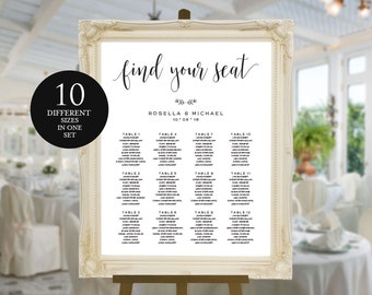 Find Your Seat Template, Find Your Seat Wedding, Seating Chart Template, Seating Plan Wedding, Seating Plan Template, Printable Seat Chart