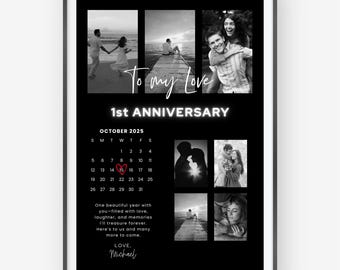 Anniversary Keepsake,Custom Couples Photo Card Print, Romantic One-Year Gift for Him or Her - CANVA template - instand download