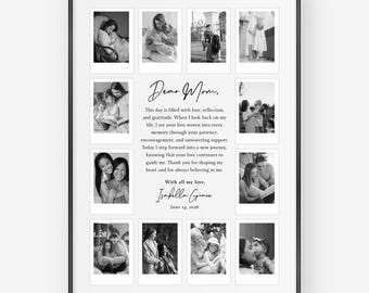Mother of the Bride Photo Collage Gift, Wedding Day Gift for Mom from Daughter, Editable Canva Printable Keepsake