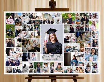 Graduation Photo Collage Template, Graduation Party Welcome Sign Template, Photo Graduation Welcome Poster Editable Canva Template Printable