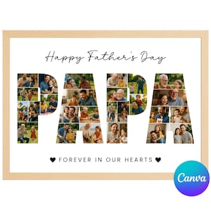 Custom PAPA Photo Collage Gift for Dad, Editable Printable for Father's Day, Birthday Present for Daddy, Digital Canva Layout Download