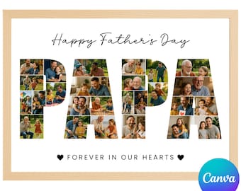 Personalized Papa Photo Collage Gift, Gift for Dad, Father's Day and Birthday Present for Daddy, Custom Father's Day Gift, Thank you Dad