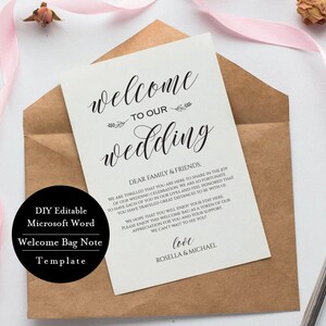 Welcome Bag Letter Template Wedding Welcome Bag Note -  Denmark