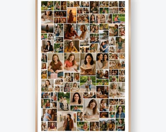 100 mallar för fotokollage, redigerbara i Canva, stort utskrivbart rutnät för porträttfoton, anpassat bildkollage för presenter och evenemang