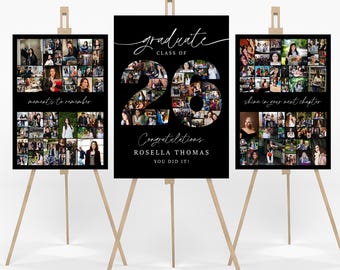 Plantilla para collage de fotos de graduación, promoción de 2026. Regalo personalizado para graduados. Ideal para decorar la fiesta de graduación. Un recuerdo fotográfico inolvidable.
