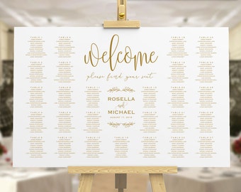 Gold Wedding seating chart, printable seating chart, Seating Chart Template, engagement seating chart, Find your seat sign, WPC_512