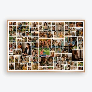 100 fotokollage, modern landskapsdesign, redigerbar rutmönsterdesign, storlek 30 x 20, utskrivbart fotominne, elegant personligt