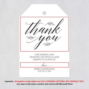 Printable Thank You Tags, Thank You Tag, Wedding Thank You Tags ...