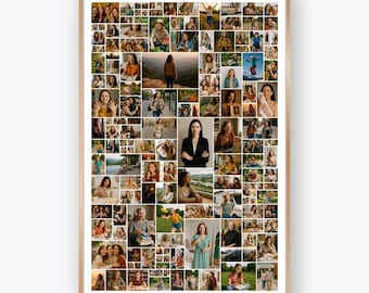 150 Photo Collage Template Editable in Canva, Large Printable Portrait Photo Grid, Custom Picture Collage for Gifts