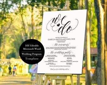 16x20 Sign, wedding program sign, Printable wedding program signs, Wedding programs, large program sign, Welcome program sign, MSW369