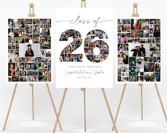 Plantilla para collage de fotos de graduación, Regalo de graduación para estudiantes de último año, Letrero de bienvenida para graduación, Póster para fiesta de graduación, Generación 2026