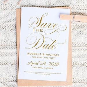 Gold Save the Date Template, Save the Date Cards, Save the Date Printable, Rustic Save The Date, Wedding Template, PDF Template, WPC_638 image 1