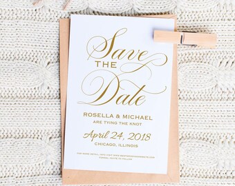 Gold Save the Date Template, Save the Date Cards, Save the Date Printable, Rustic Save The Date, Wedding Template, PDF Template, WPC_638