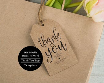 Printable Thank You Tags, Thank You Tag, Wedding Thank You Tags Template, Instant Download Tags, Editable Wedding Favour Tags, MSW310