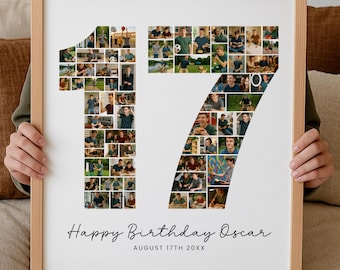 Collage de fotos para el 17 cumpleaños, plantilla para fotos de adolescentes (Canva)