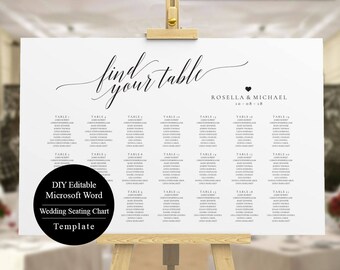 Editable Seating Chart, Wedding Seating Chart Template, Seating Chart Printable, Seating Board, Editable Seating Poster, MSW51