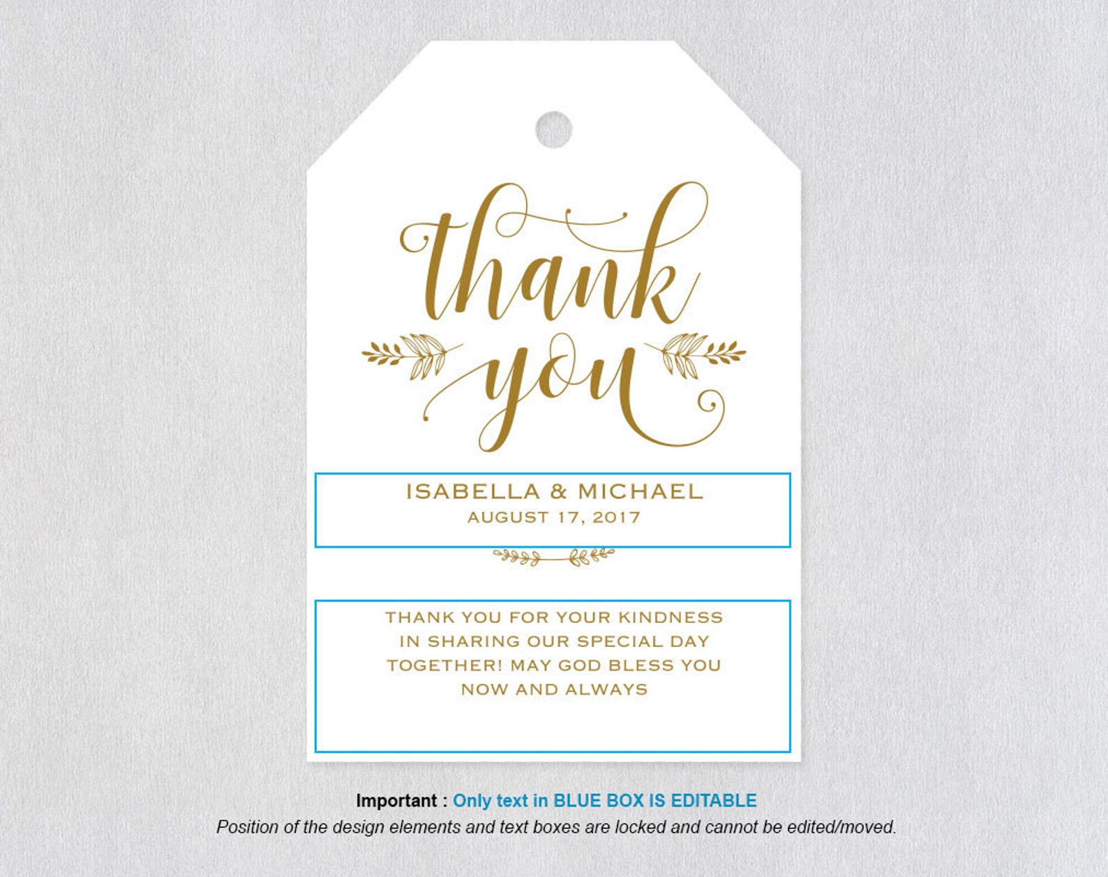 Gold Thank You Tag Gift Tags Wedding Thank You Tags Wedding Etsy