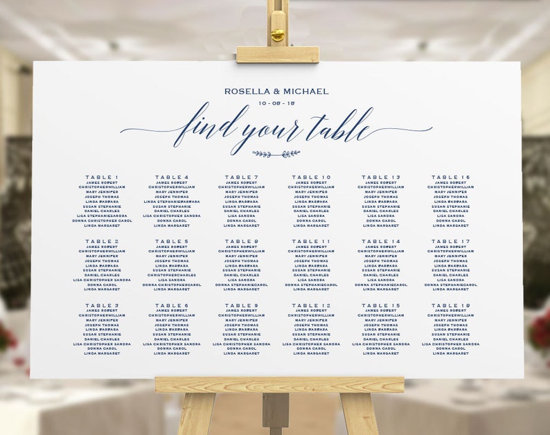 engagement seating chart printable seating chart WPC/_115SD1B Navy Blue Wedding seating chart Find your seat sign Seating Chart Template