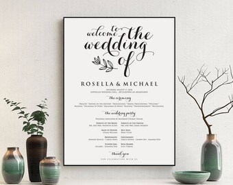 Wedding Program Sign Template, Wedding Program Poster, Wedding Program Template, Wedding Program Printable, Instant Download PDF, WPC_1125