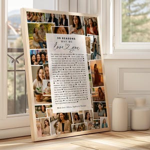 30 Reasons We Love You Poster With Pictures Template, Personalized 30th Birthday Decor, Printable 30th Birthday Gift for Him or Her Editable
