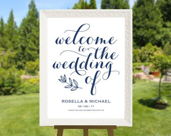 Navy Blue Wedding Welcome Sign Template, Welcome to Our Wedding, DIY Welcome Sign, printable welcome sign, Wedding Welcome Poster, WPC_580