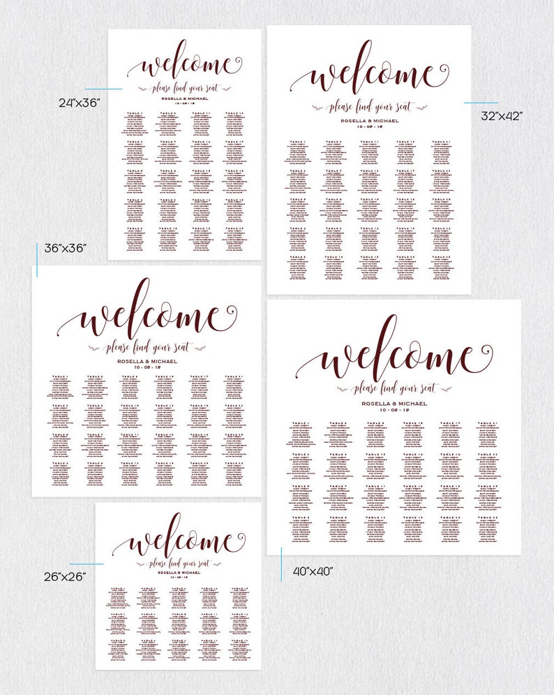 Seating Chart Template WPC/_388 Cranberry Wedding seating chart engagement seating chart Find your seat sign printable seating chart
