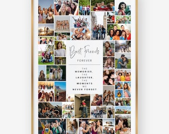 Regalo personalizado para la mejor amiga, plantilla de collage de fotos, definición de mejor amiga impresa con detalle, regalo de cumpleaños para la mejor amiga, regalo para ella
