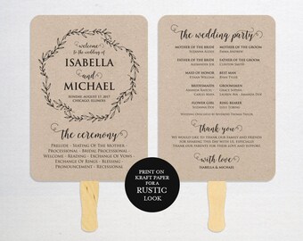 Wedding Program FAN PDF template, instant download editable printable, Ceremony order card, WPC_1170