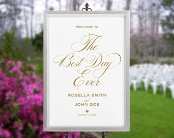 Gold Wedding Welcome Sign Template, Welcome to Our Wedding, DIY Welcome Sign, printable welcome sign, Wedding Welcome Poster, WPC_414