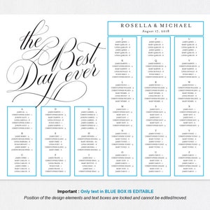 Wedding Seating Chart, Printable Seating Chart, Seating Chart Template ...