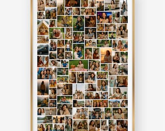 Plantilla de collage de fotos editable enorme, collage de póster grande, plantilla editable de Canva. Agregue sus 100 fotos, descarga instantánea del cartel imprimible.