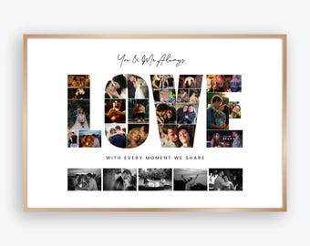 LOVE Photo Collage Template, Anniversary Gift (Canva Template)