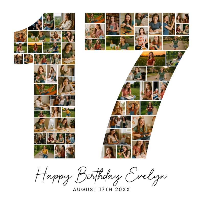 17th Birthday Photo Collage Template, Teen Girl Gift (canva Editable ...