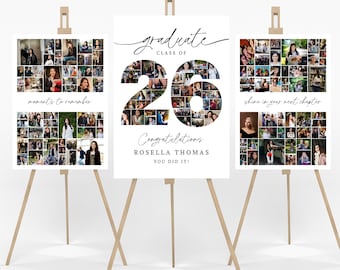 Class of 2026 Photo Collage Graduation Poster, Editable Canva Welcome Sign, Senior Graduation Party Printable Decor Template
