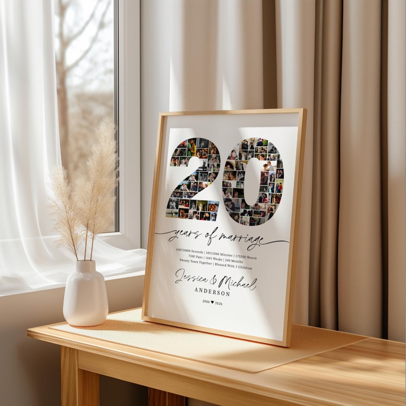 20th Anniversary Photo Collage, Printable Gift Template (digital ...