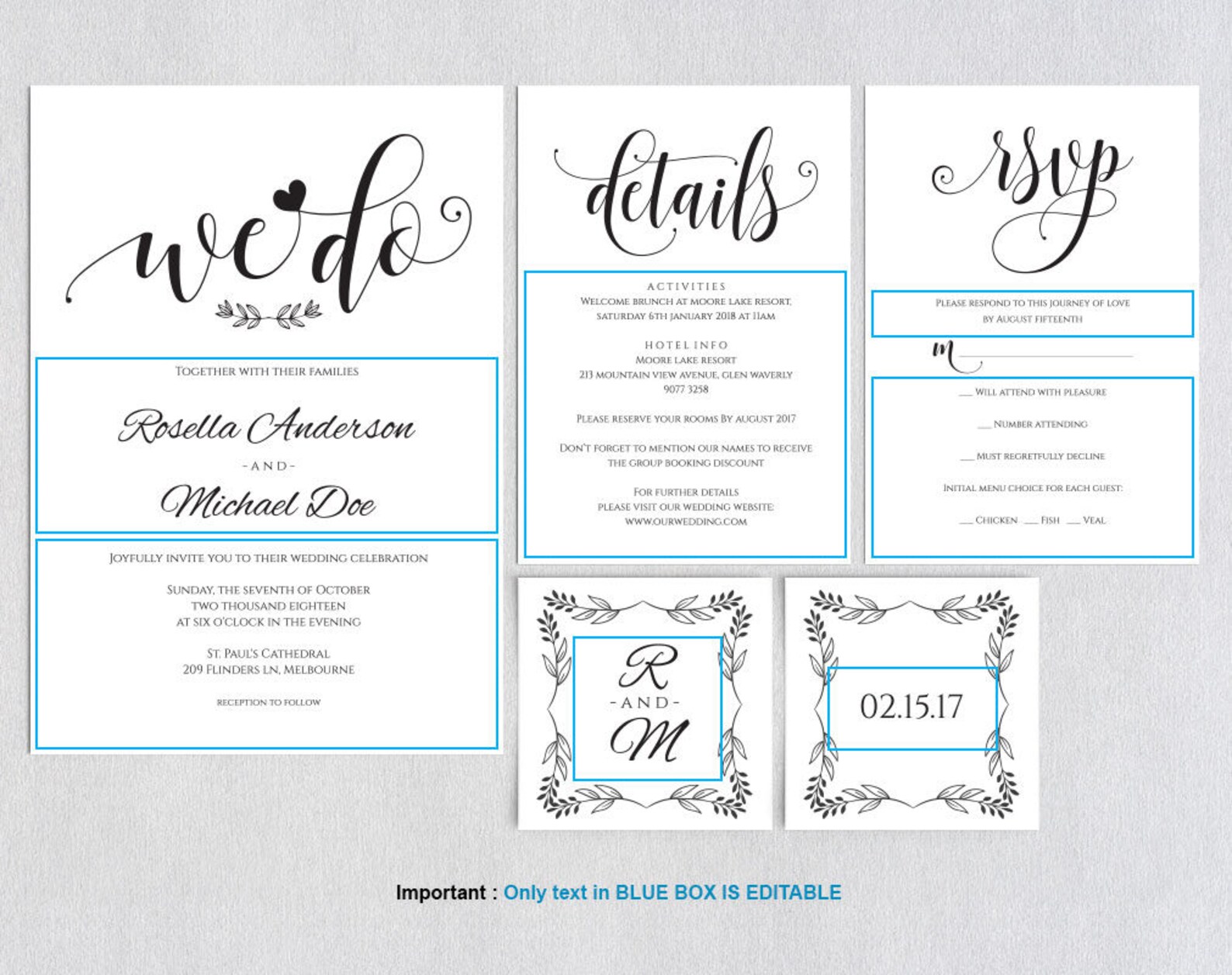 Wedding Invitation Suite Printable Wedding Invitation | Etsy
