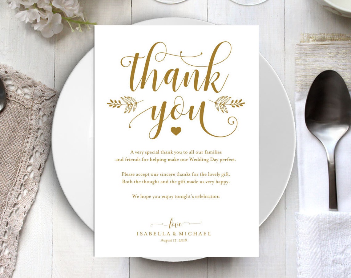 Wedding Thank You Printable Template Thank You Card Template - Etsy