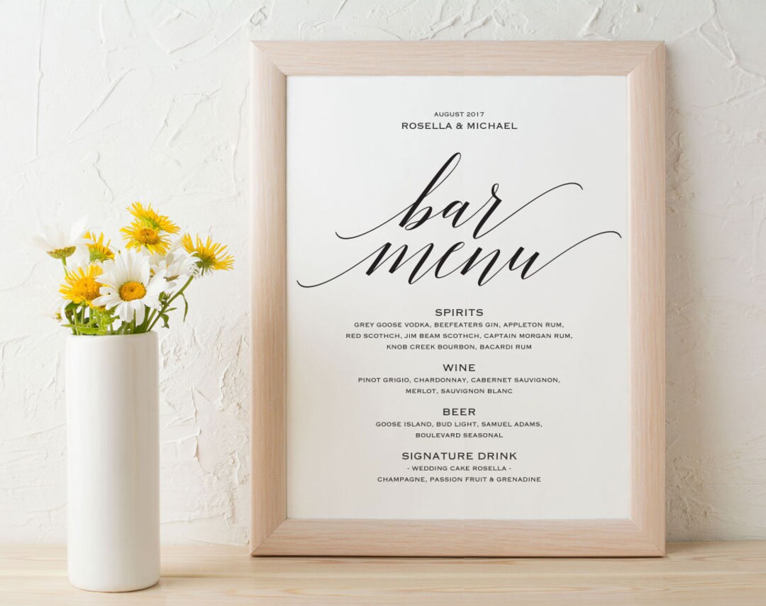 Bar Menu Template Bar Menu Bar Menu Printable Bar Menu Etsy