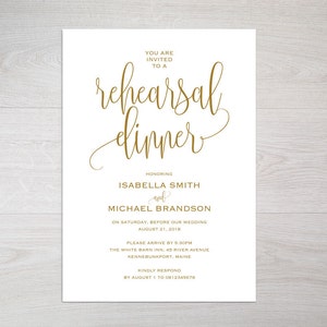 Gold Rehearsal Dinner invitation template, rehearsal printable, invitation templates, wedding rehearsal, instant download, WPC_127 image 2