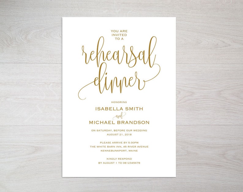 Gold Rehearsal Dinner invitation template, rehearsal printable, invitation templates, wedding rehearsal, instant download, WPC_127 image 2