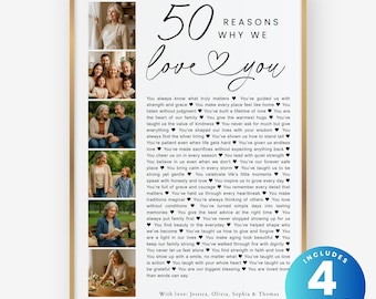 50 redenen waarom we van je houden fotocollage, verjaardagscadeau (digitale download)