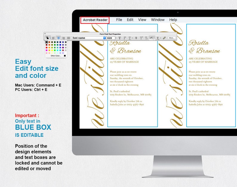 Gold Vow Renewal Invitation Template Eat Drink Be Married ...