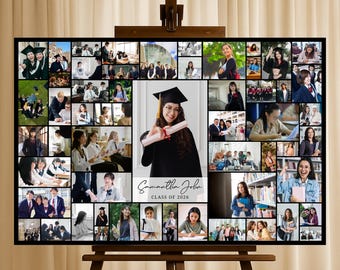 Graduation Photo Collage Template, Graduation Welcome Sign Lanscape, Class of 2026, Party Poster Display, Graduation Gift for Seniors