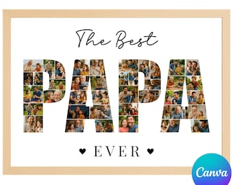 Sjabloon Papa-fotocollage, aangepast Vaderdagcadeau (canva, digitale download)