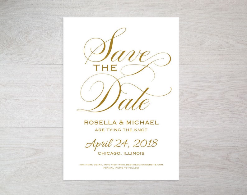 Gold Save the Date Template, Save the Date Cards, Save the Date Printable, Rustic Save The Date, Wedding Template, PDF Template, WPC_638 image 3