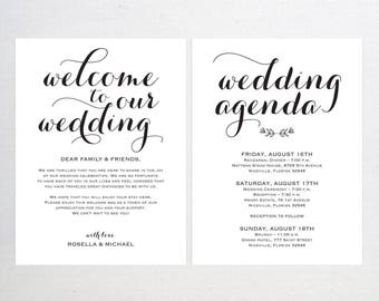 Wedding Welcome Bag Note, Welcome Bag Letter, Wedding Itinerary, Agenda, Printable Itinerary, Welcome Letter, welcome note, WPC_808