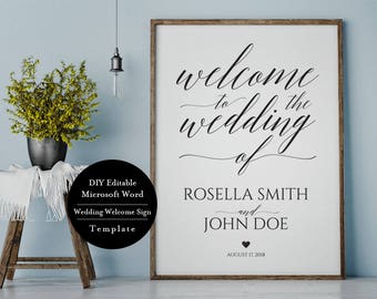 DIY Wedding Welcome Sign, Welcome to our Wedding Sign, Template, Welcome Wedding Template, Welcome Wedding Sign, Welcome Wedding, MSW136