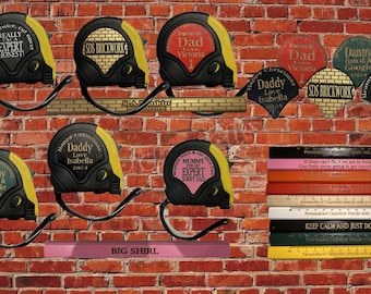 Personalised Tape measure with  carpenter builder woodwork pencils