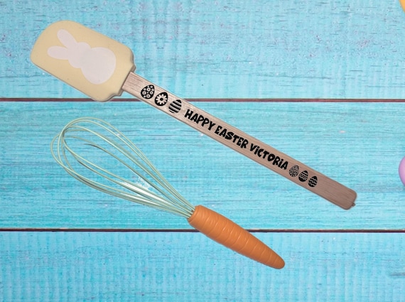 Easter styled Personalized Wooden & Silicone Spatula Free Whisk